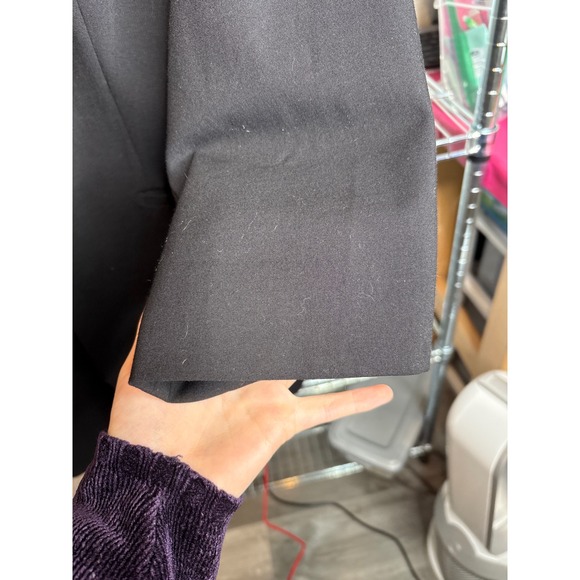 Calvin Klein Womens Black Open Front Jacket Sz 18 Minimalist‎ Euro Scandi Blazer - Picture 4 of 11